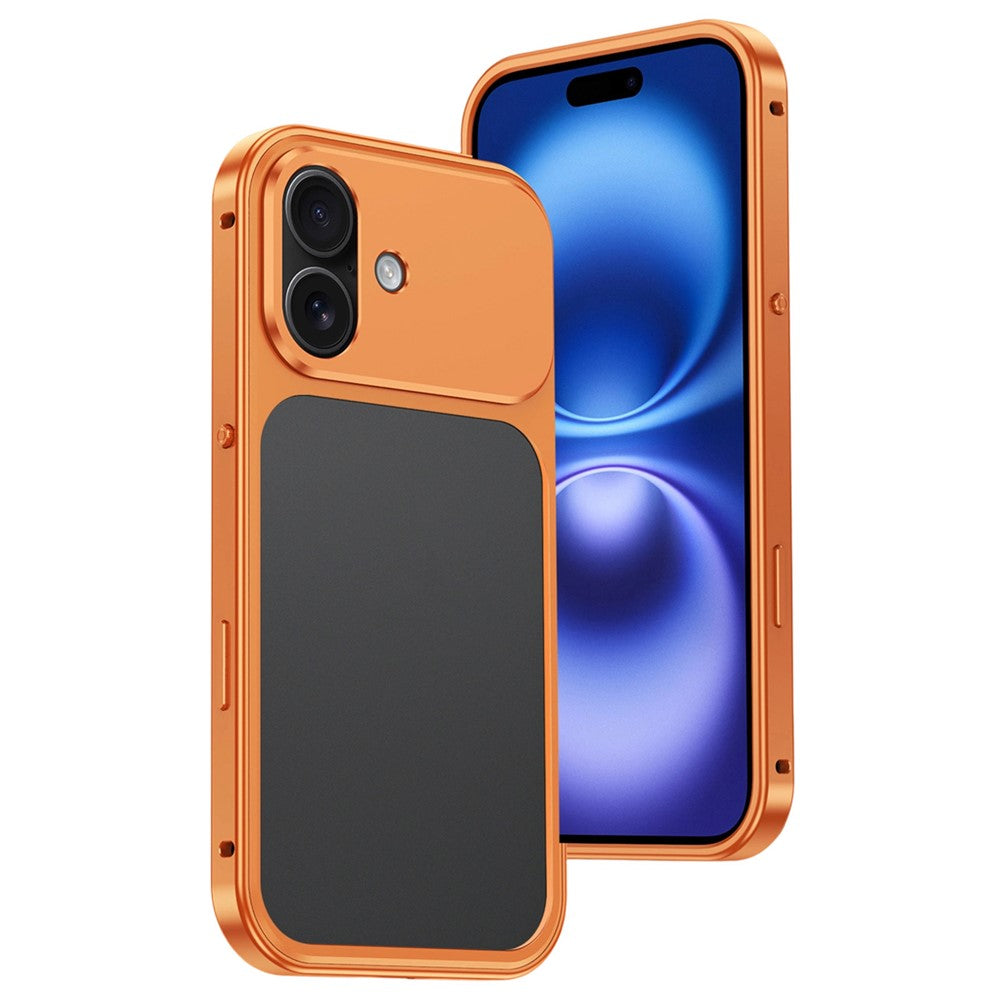 For iPhone 16 Metal Frame Case Magnetic Snap On Frame PC Hollow Back Heat Dissipation Shockproof Cover
