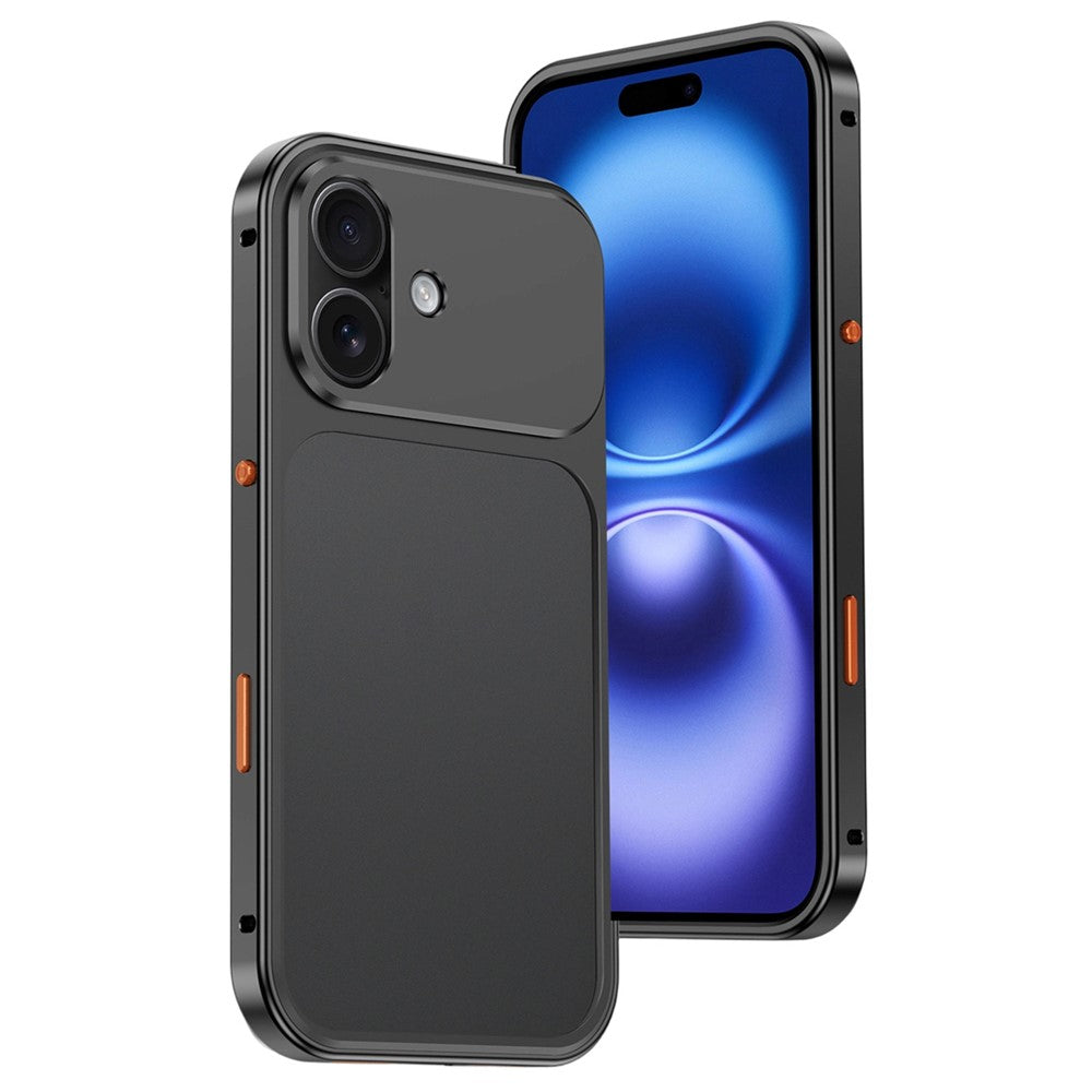 For iPhone 16 Metal Frame Case Magnetic Snap On Frame PC Hollow Back Heat Dissipation Shockproof Cover
