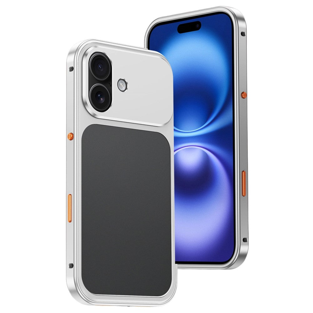 For iPhone 16 Metal Frame Case Magnetic Snap On Frame PC Hollow Back Heat Dissipation Shockproof Cover