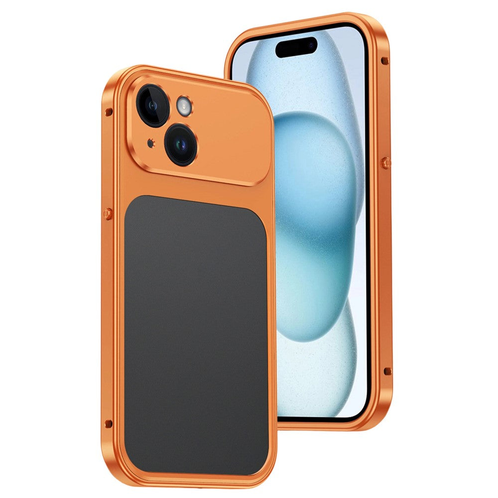 For iPhone 15 Metal Frame Case Magnetic Snap On Frame PC Hollow Back Heat Dissipation Shockproof Cover