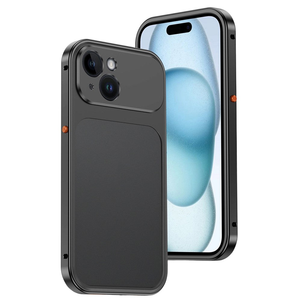 For iPhone 15 Metal Frame Case Magnetic Snap On Frame PC Hollow Back Heat Dissipation Shockproof Cover
