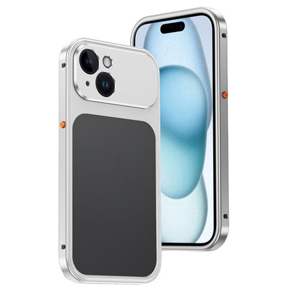 For iPhone 15 Metal Frame Case Magnetic Snap On Frame PC Hollow Back Heat Dissipation Shockproof Cover