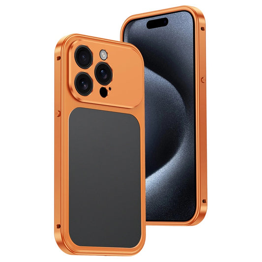 For iPhone 15 Pro Max Metal Frame Case Magnetic Snap On Frame PC Hollow Back Heat Dissipation Shockproof Cover