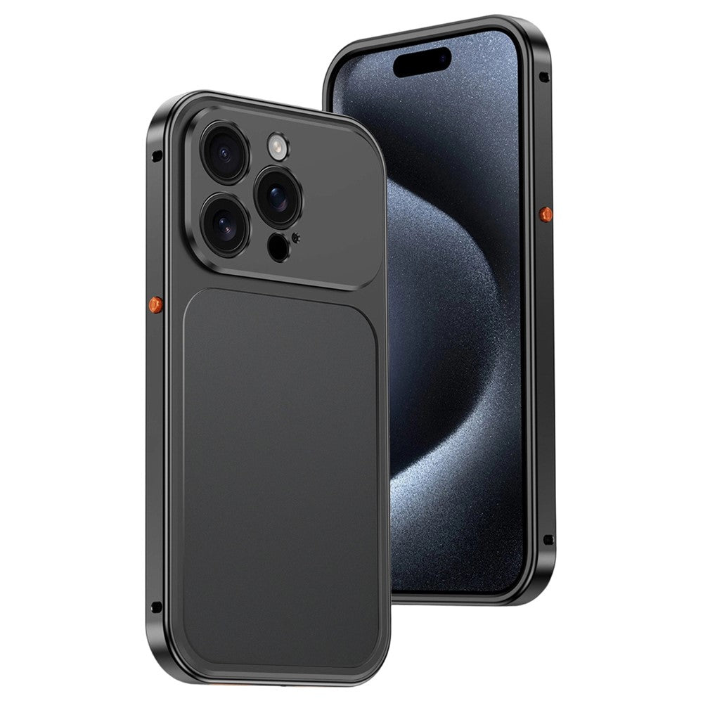 For iPhone 15 Pro Max Metal Frame Case Magnetic Snap On Frame PC Hollow Back Heat Dissipation Shockproof Cover