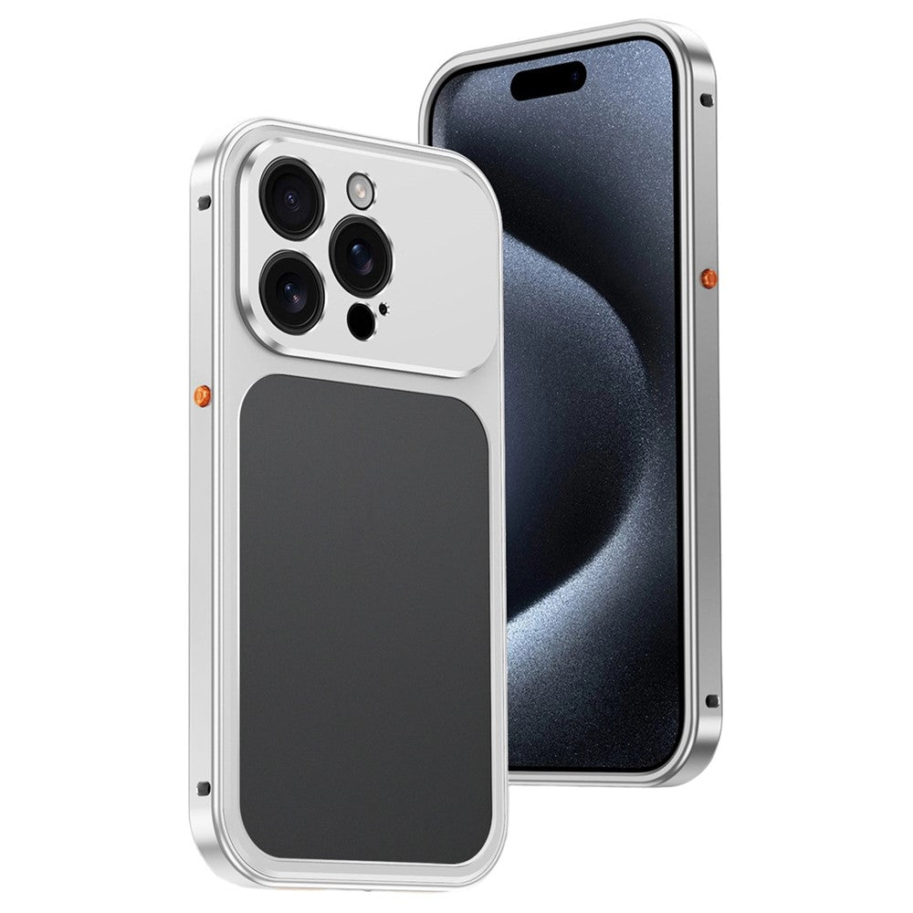 For iPhone 15 Pro Max Metal Frame Case Magnetic Snap On Frame PC Hollow Back Heat Dissipation Shockproof Cover