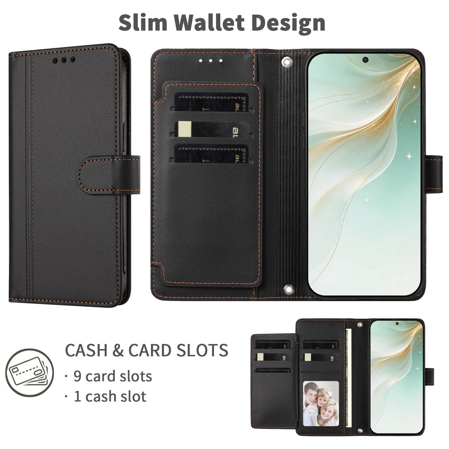 For Samsung Galaxy S26+ Case 9 Card Slots PU Leather Flip Wallet Phone Cover with Hand Strap