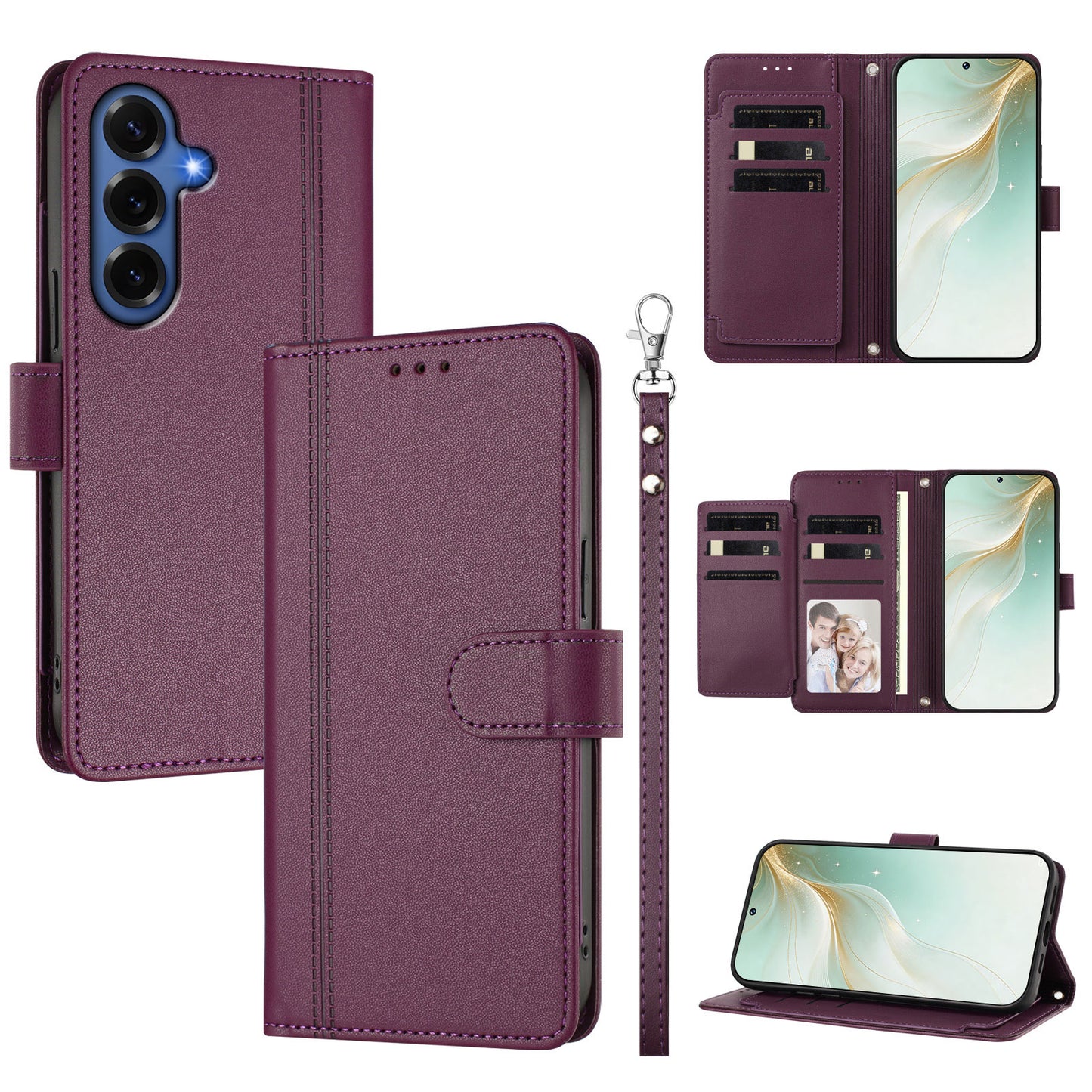 For Samsung Galaxy S26+ Case 9 Card Slots PU Leather Flip Wallet Phone Cover with Hand Strap