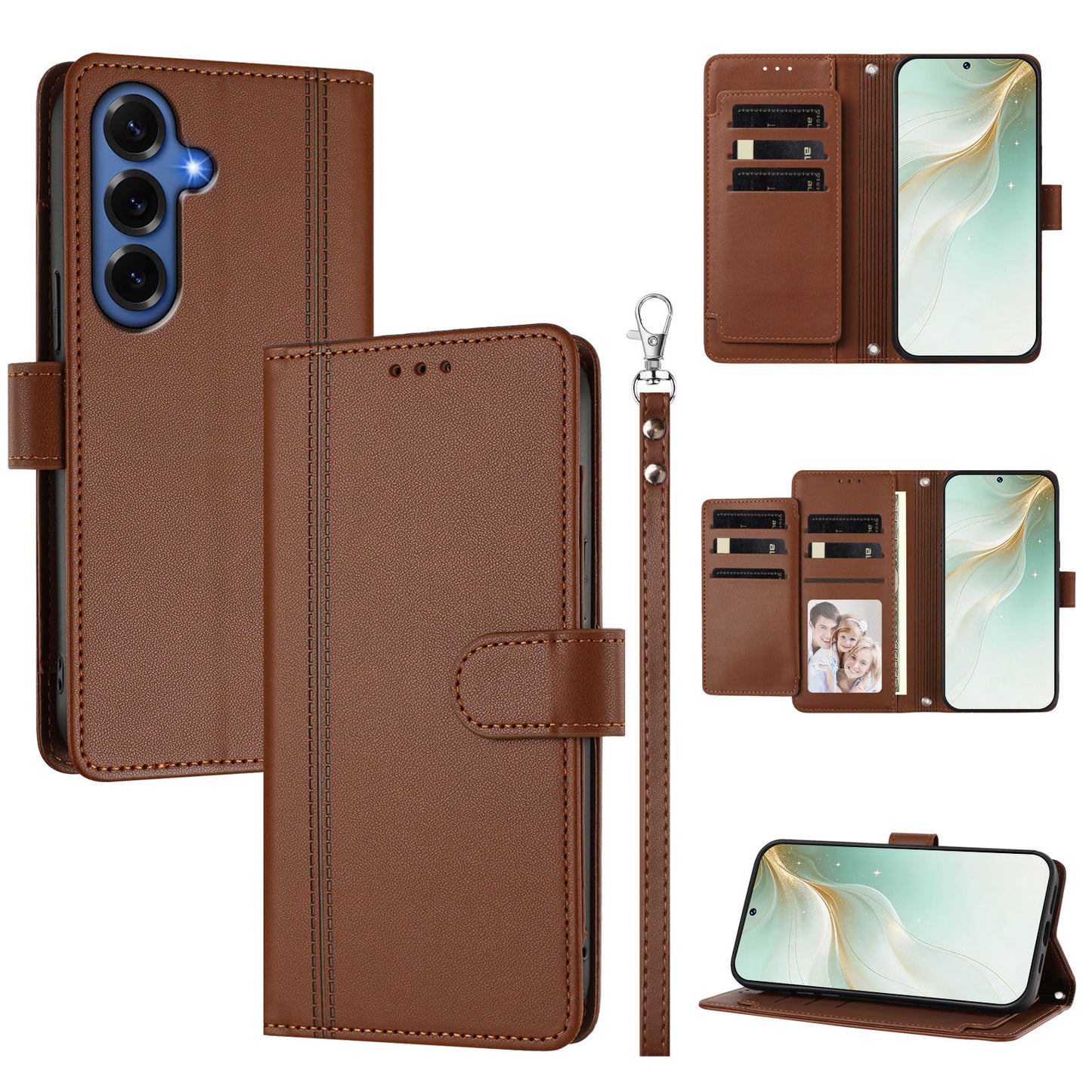 For Samsung Galaxy S26+ Case 9 Card Slots PU Leather Flip Wallet Phone Cover with Hand Strap