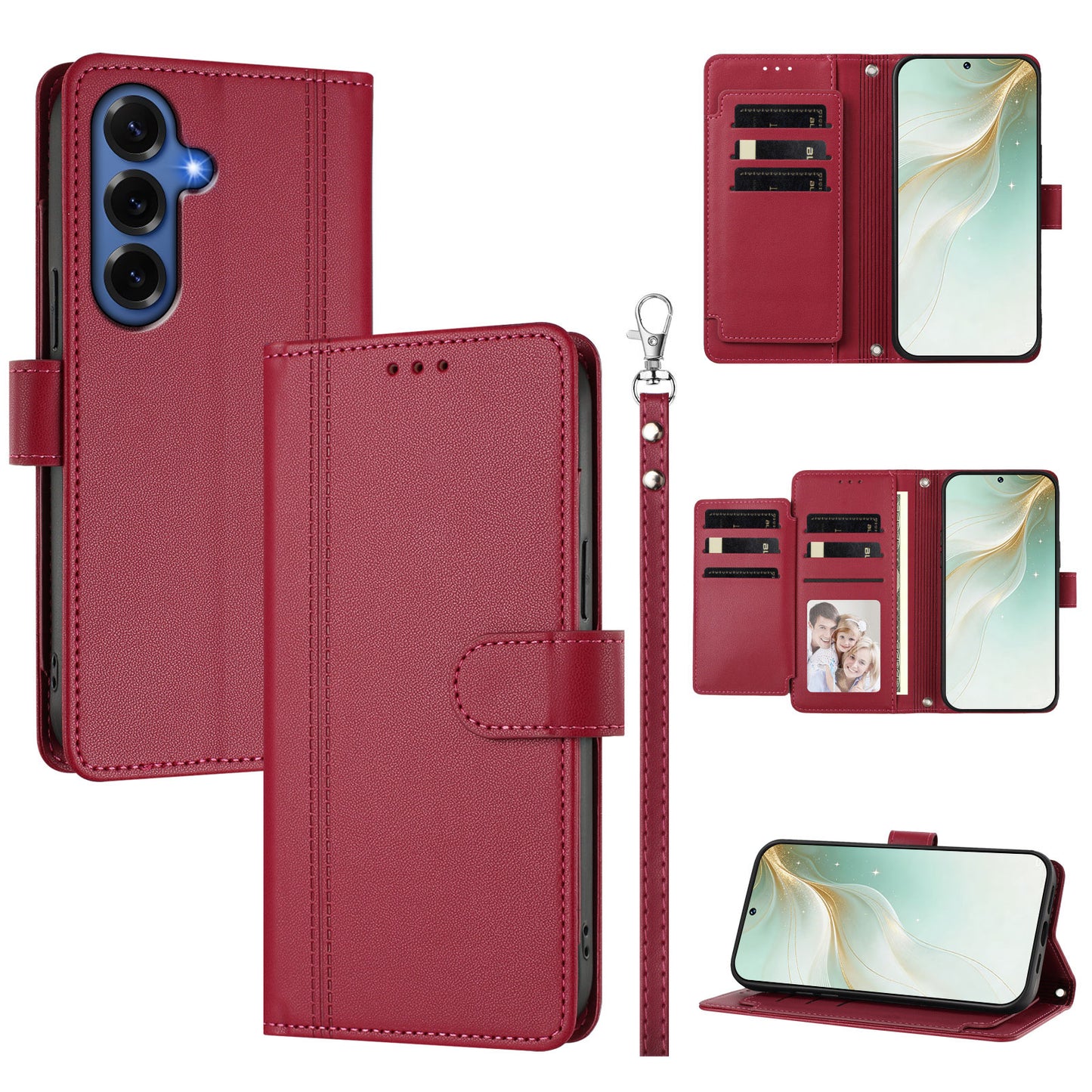 For Samsung Galaxy S26+ Case 9 Card Slots PU Leather Flip Wallet Phone Cover with Hand Strap