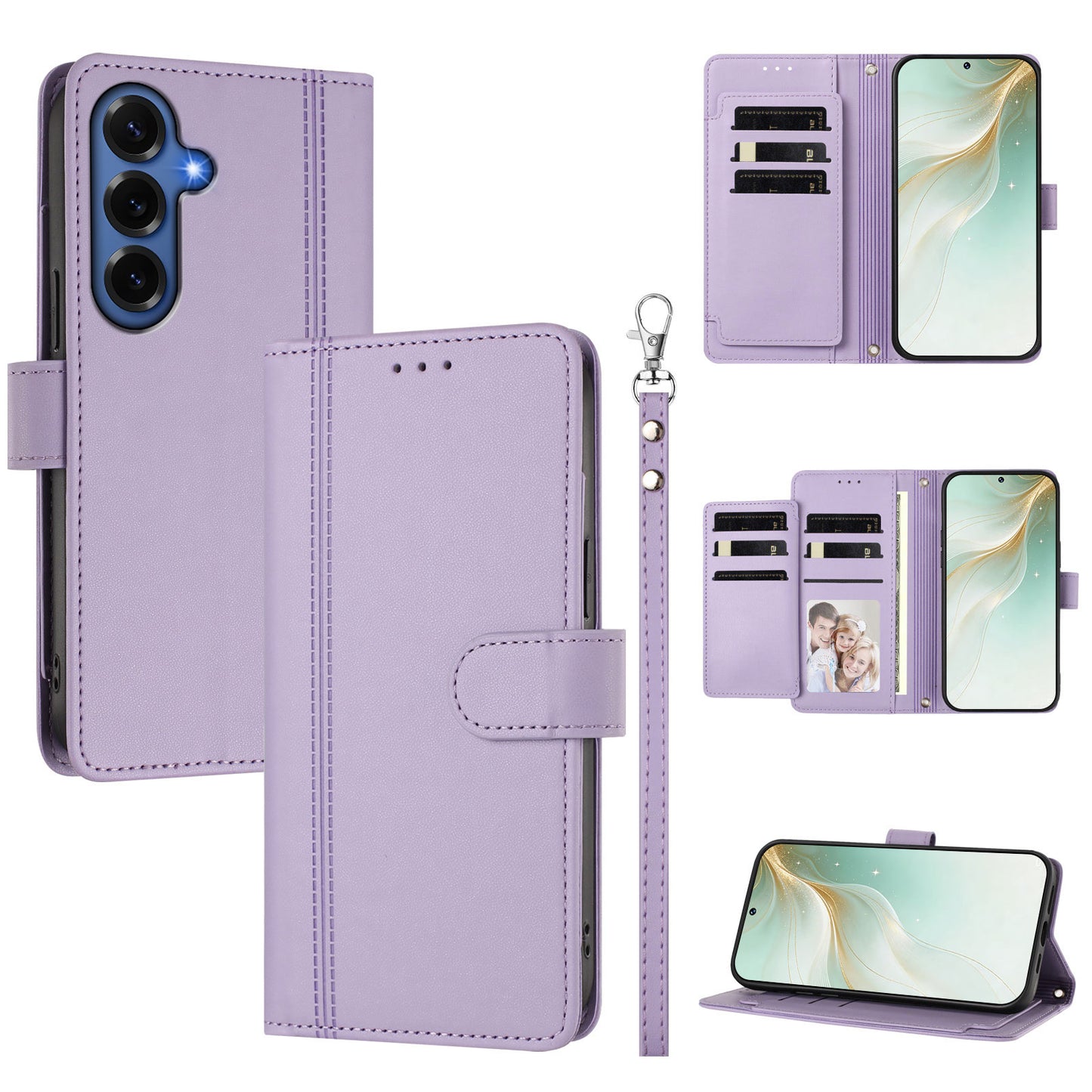 For Samsung Galaxy S26+ Case 9 Card Slots PU Leather Flip Wallet Phone Cover with Hand Strap