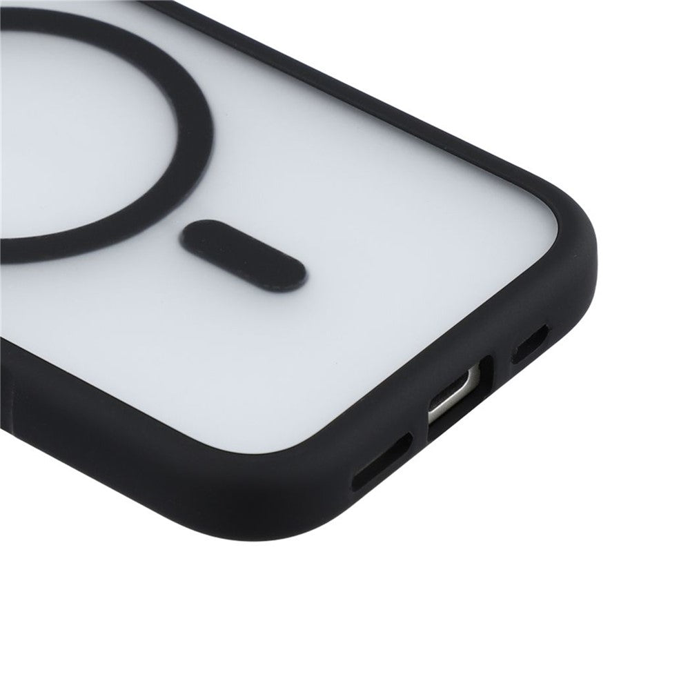For iPhone 16 Magnetic Case Large Viewing Window TPU + PC Shockproof Phone Cover