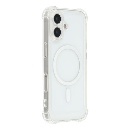 For iPhone 17 Magnetic Case Electroplated Buttons PC TPU Shockproof Clear Cover