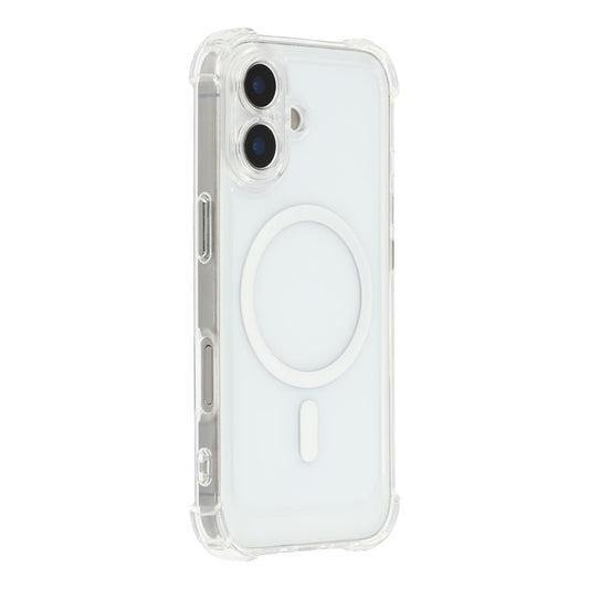 For iPhone 17 Magnetic Case Electroplated Buttons PC TPU Shockproof Clear Cover