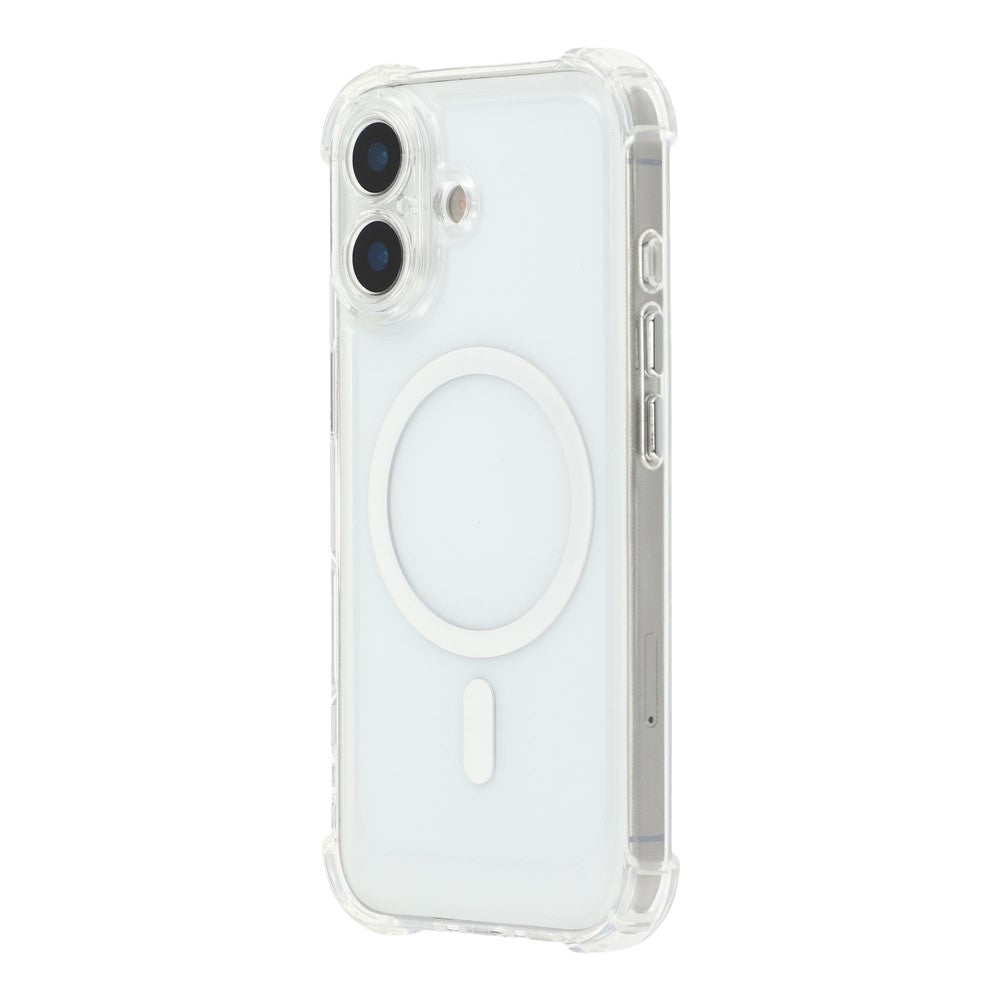 For iPhone 17 Magnetic Case Electroplated Buttons PC TPU Shockproof Clear Cover