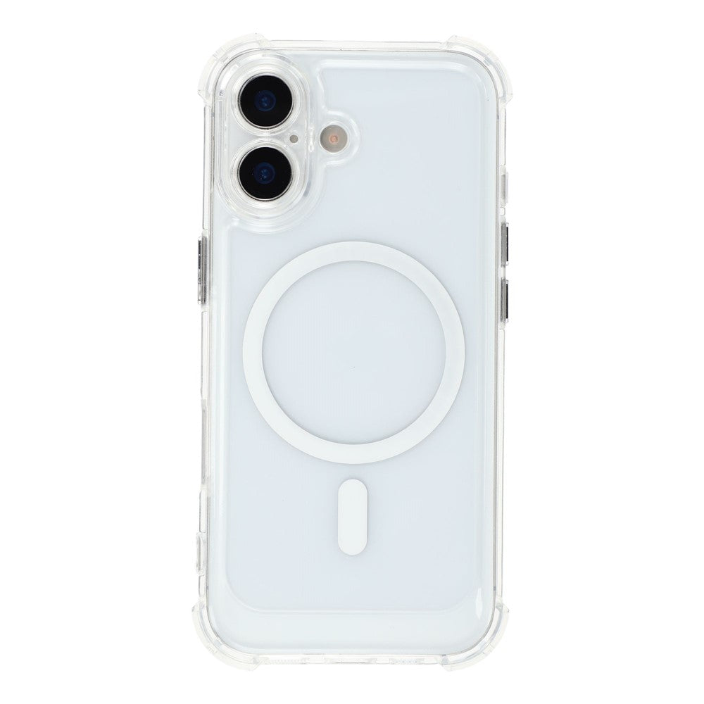 For iPhone 17 Magnetic Case Electroplated Buttons PC TPU Shockproof Clear Cover