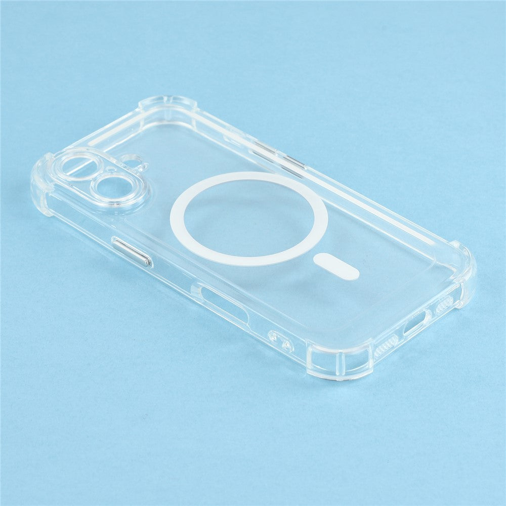 For iPhone 17 Magnetic Case Electroplated Buttons PC TPU Shockproof Clear Cover
