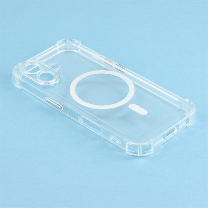 For iPhone 17 Magnetic Case Electroplated Buttons PC TPU Shockproof Clear Cover