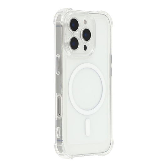 For iPhone 16 Pro Magnetic Case Electroplated Buttons PC TPU Shockproof Clear Cover