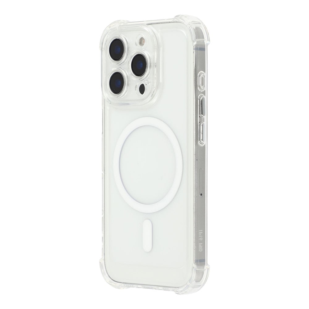 For iPhone 16 Pro Magnetic Case Electroplated Buttons PC TPU Shockproof Clear Cover