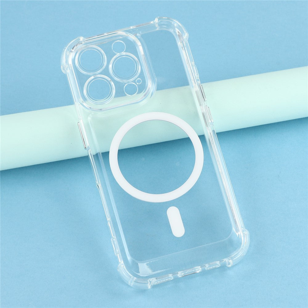 For iPhone 16 Pro Magnetic Case Electroplated Buttons PC TPU Shockproof Clear Cover
