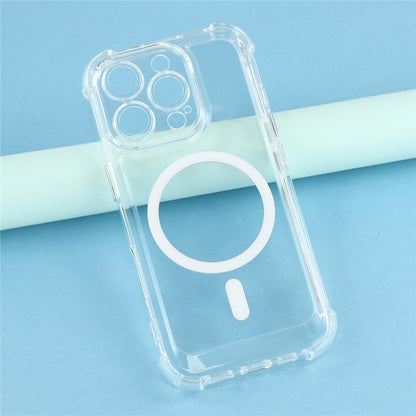 For iPhone 16 Pro Max Magnetic Case Electroplated Buttons PC TPU Shockproof Clear Cover