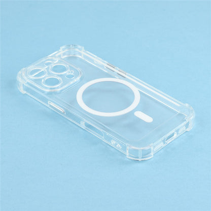 For iPhone 16 Pro Max Magnetic Case Electroplated Buttons PC TPU Shockproof Clear Cover