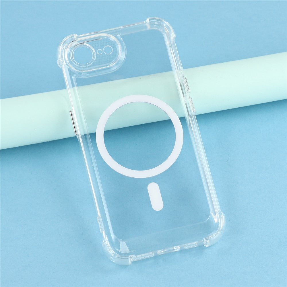 Magnetic Case For iPhone 17e  /  16e Electroplated Buttons PC TPU Shockproof Clear Cover