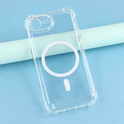 Magnetic Case For iPhone 17e  /  16e Electroplated Buttons PC TPU Shockproof Clear Cover