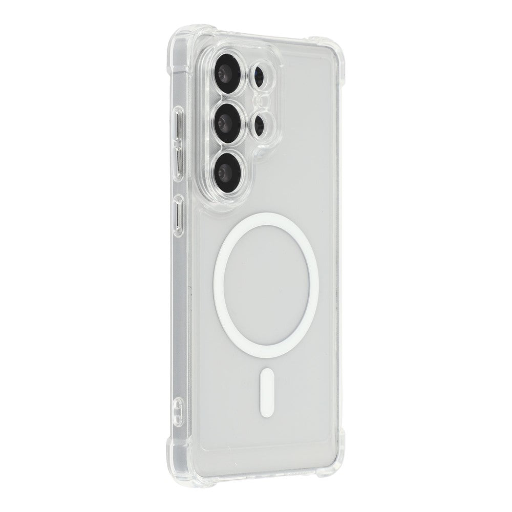 For Samsung Galaxy S25 Ultra Magnetic Case Electroplated Buttons PC TPU Shockproof Clear Cover