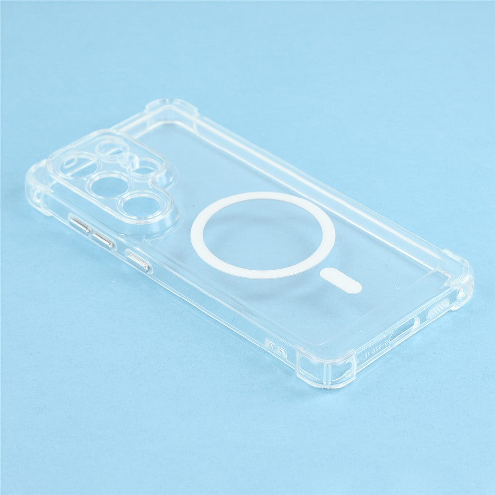 For Samsung Galaxy S25 Ultra Magnetic Case Electroplated Buttons PC TPU Shockproof Clear Cover
