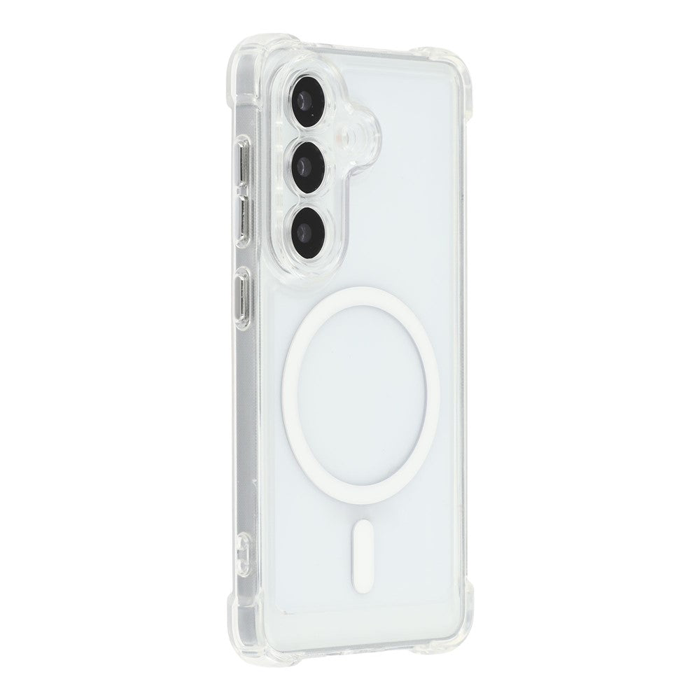 For Samsung Galaxy S26+ Magnetic Case Electroplated Buttons PC TPU Shockproof Clear Cover
