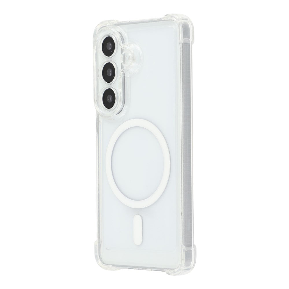 For Samsung Galaxy S26+ Magnetic Case Electroplated Buttons PC TPU Shockproof Clear Cover