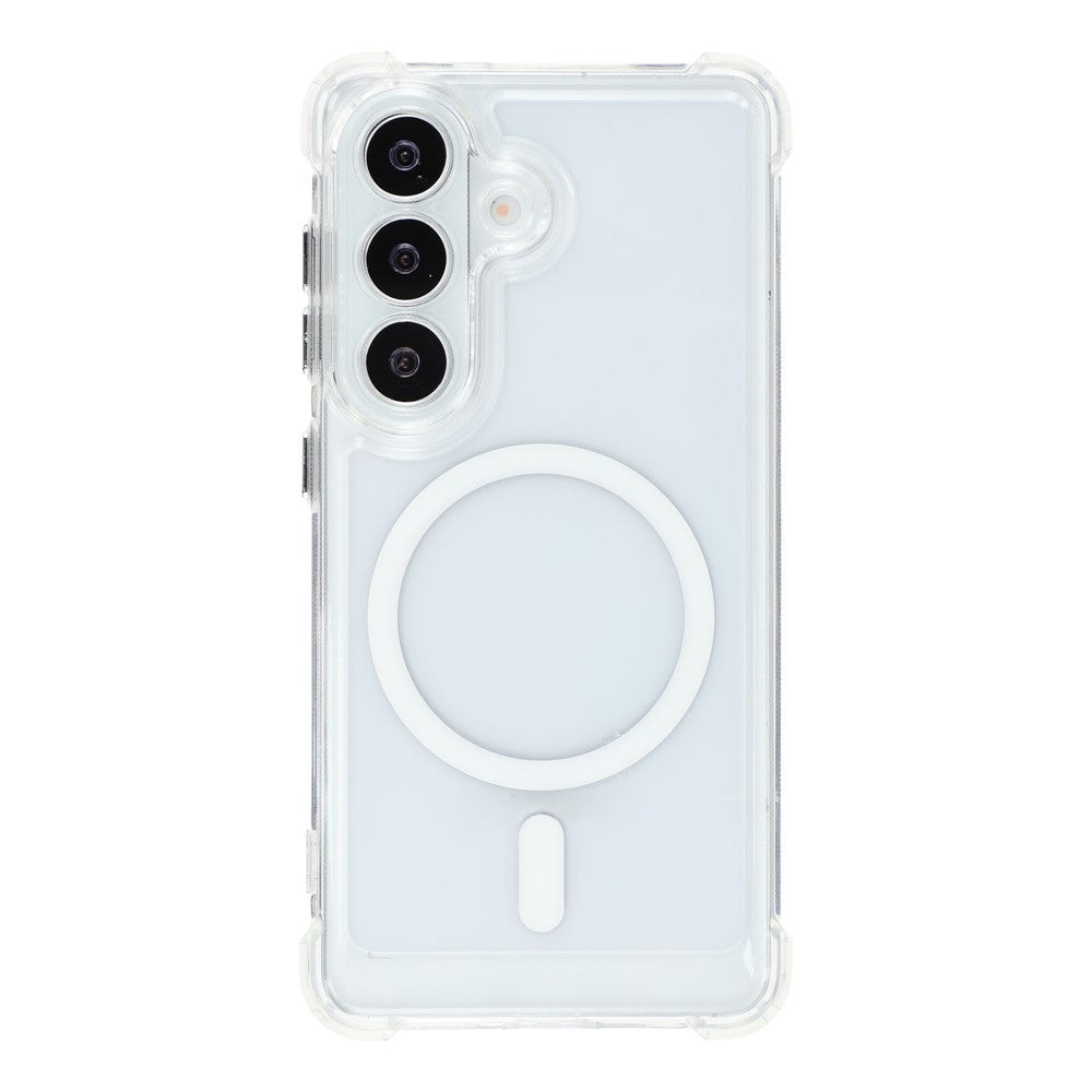 For Samsung Galaxy S26+ Magnetic Case Electroplated Buttons PC TPU Shockproof Clear Cover