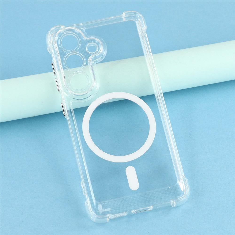 For Samsung Galaxy S26+ Magnetic Case Electroplated Buttons PC TPU Shockproof Clear Cover