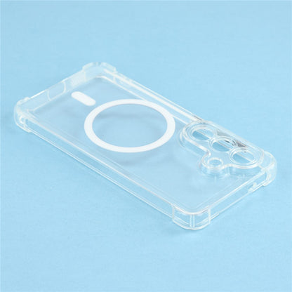 For Samsung Galaxy S26+ Magnetic Case Electroplated Buttons PC TPU Shockproof Clear Cover