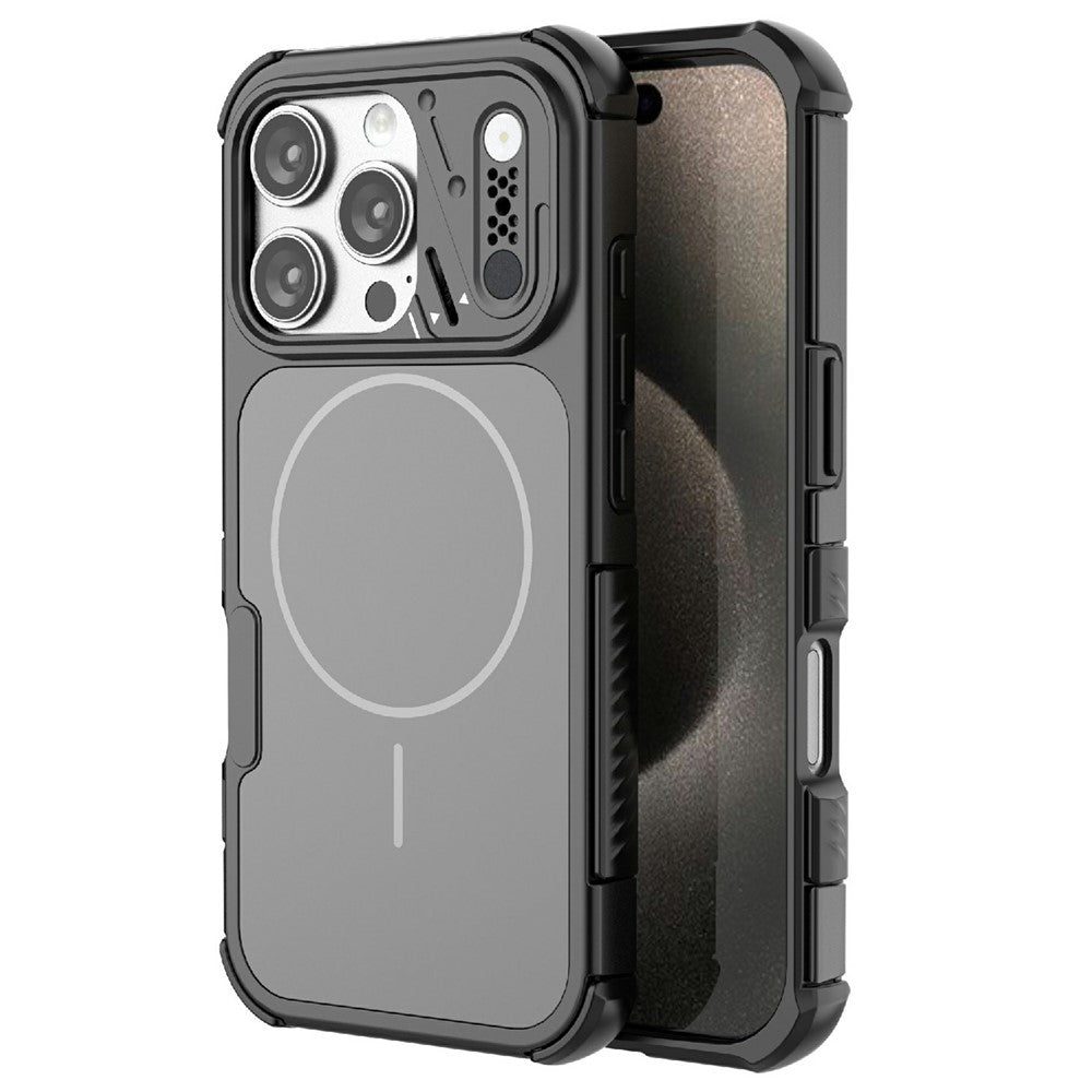 For iPhone 16 Pro Max Case Shockproof Airbag PC+TPU Phone Cover Compatible with MagSafe