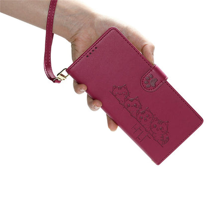 For Samsung Galaxy S26+ Case Adorable Cat Pattern PU Leather Wallet Phone Cover with Wrist Strap
