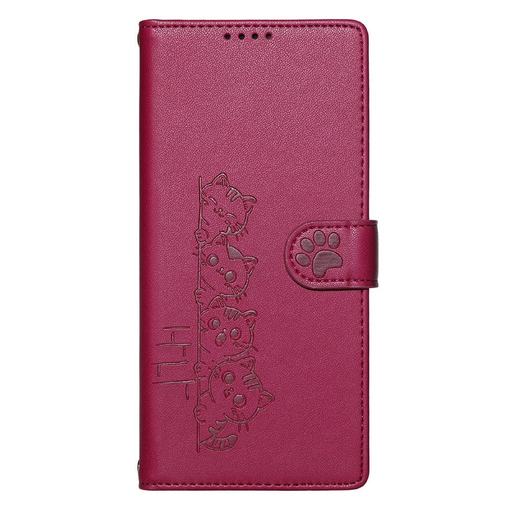 For Samsung Galaxy S26+ Case Adorable Cat Pattern PU Leather Wallet Phone Cover with Wrist Strap