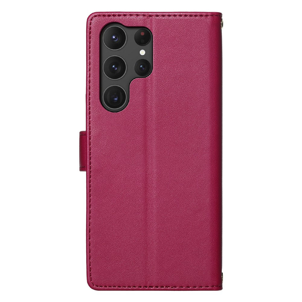 For Samsung Galaxy S25 Ultra Case Adorable Cat Pattern PU Leather Wallet Phone Cover with Wrist Strap