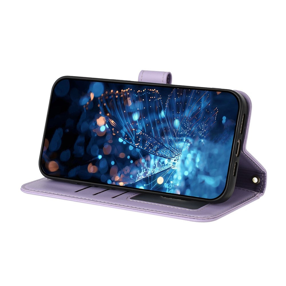 For Samsung Galaxy S26+ Case Glitter Butterfly Zipper Pocket Stand Leather Phone Cover with Hand Strap / Shoulder Strap