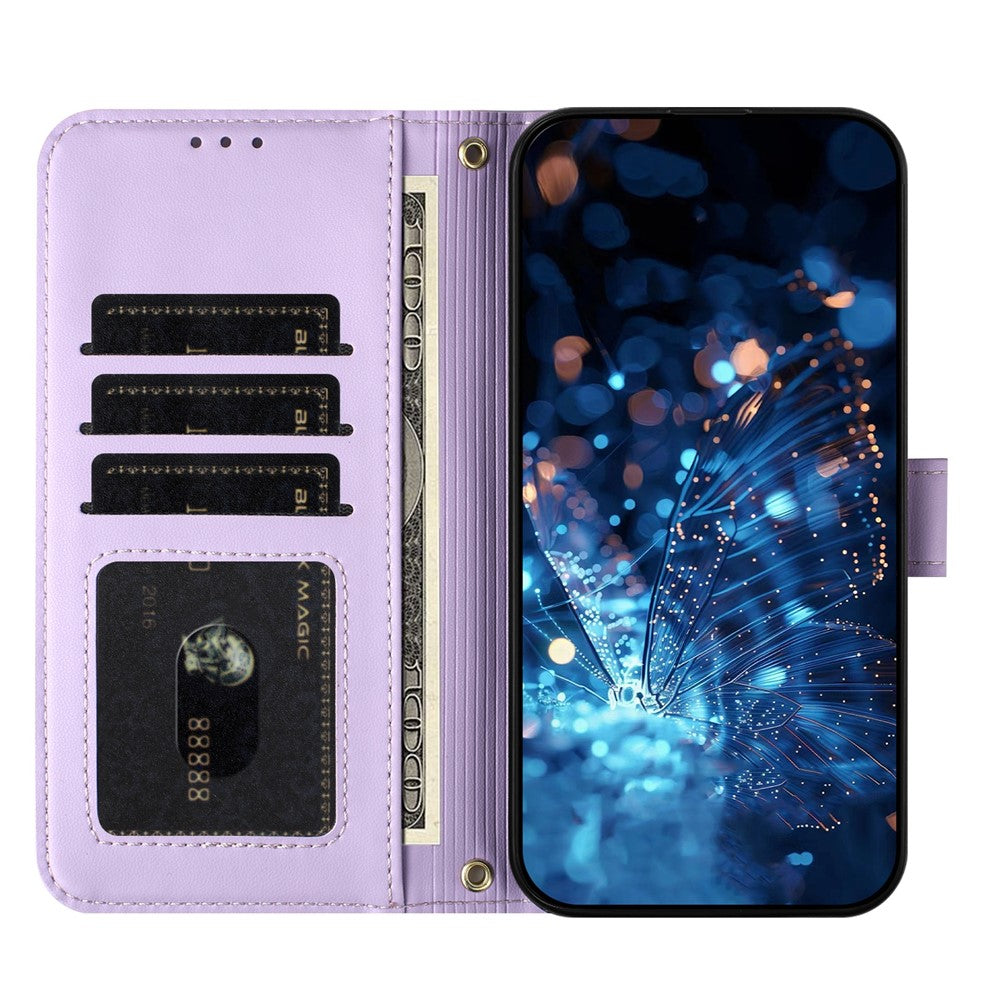 For Samsung Galaxy S26+ Case Glitter Butterfly Zipper Pocket Stand Leather Phone Cover with Hand Strap / Shoulder Strap