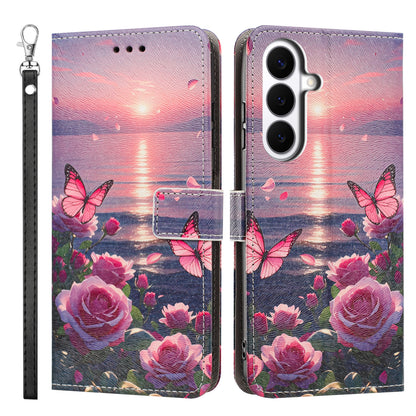 For Samsung Galaxy S26+ Case Pattern Printing PU Leather Flip Wallet Phone Cover with Wrist Strap