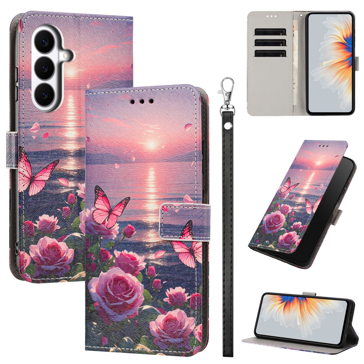 For Samsung Galaxy S26+ Case Pattern Printing PU Leather Flip Wallet Phone Cover with Wrist Strap