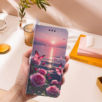 For Samsung Galaxy S26+ Case Pattern Printing PU Leather Flip Wallet Phone Cover with Wrist Strap