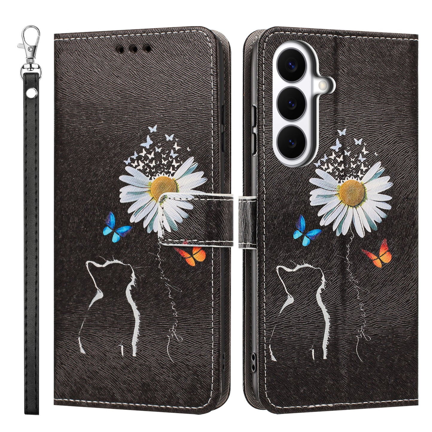 For Samsung Galaxy S26+ Case Pattern Printing PU Leather Flip Wallet Phone Cover with Wrist Strap