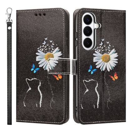 For Samsung Galaxy S26+ Case Pattern Printing PU Leather Flip Wallet Phone Cover with Wrist Strap