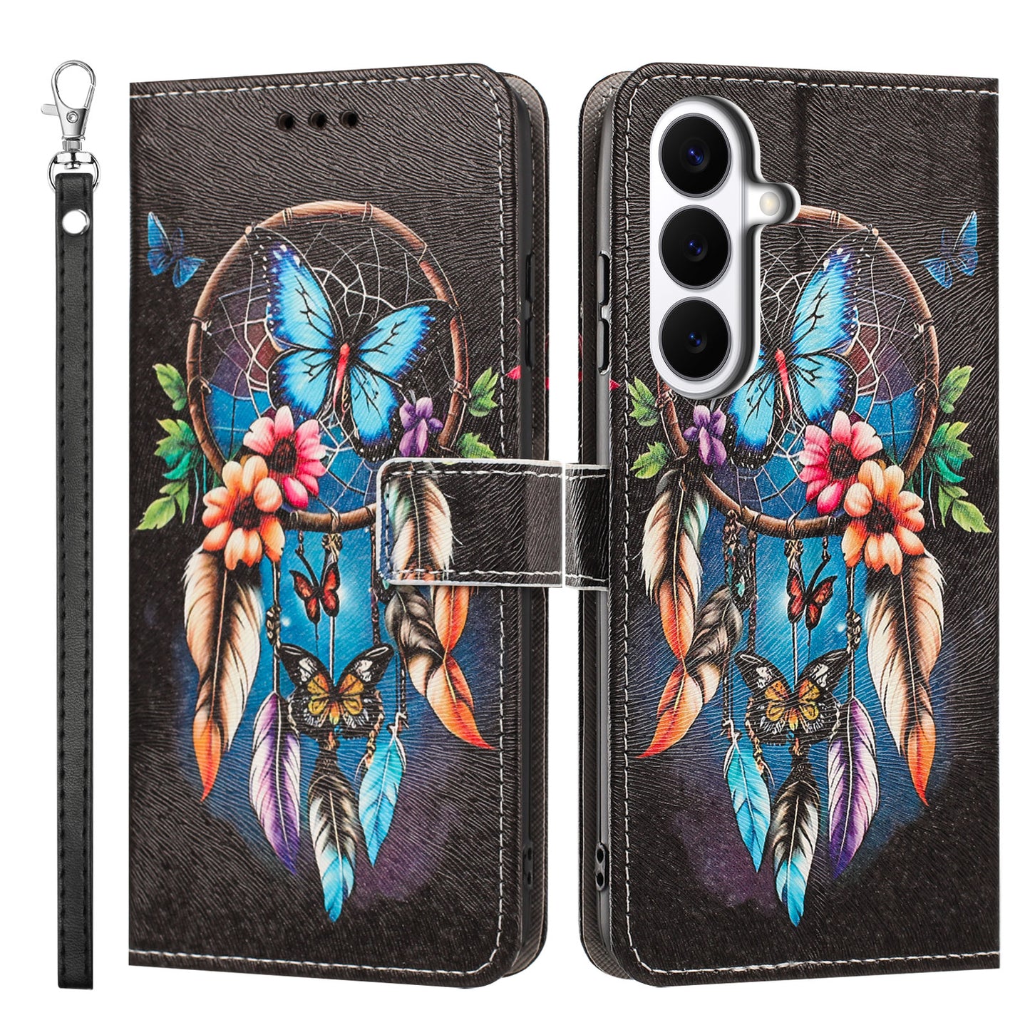 For Samsung Galaxy S26+ Case Pattern Printing PU Leather Flip Wallet Phone Cover with Wrist Strap
