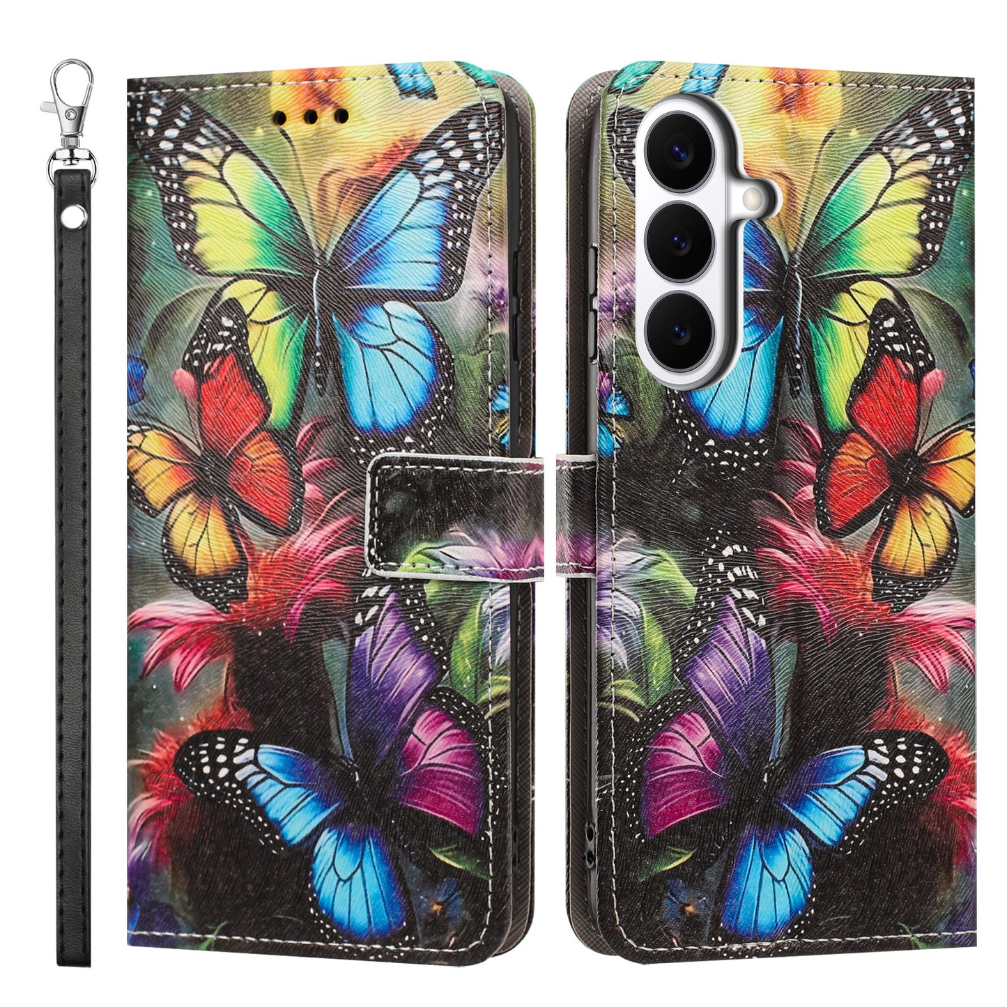 For Samsung Galaxy S26+ Case Pattern Printing PU Leather Flip Wallet Phone Cover with Wrist Strap