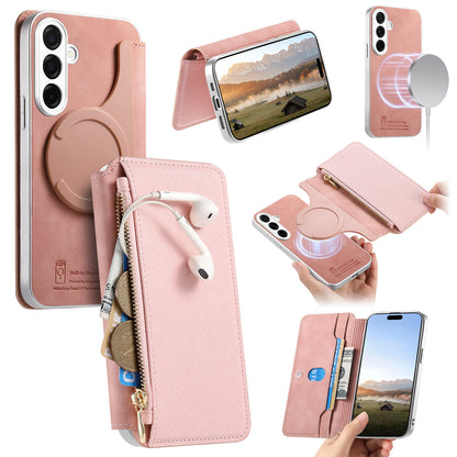 For Samsung Galaxy S26+ Leather Case  Cross Texture Detachable Magnetic Phone Cover Wallet Stand