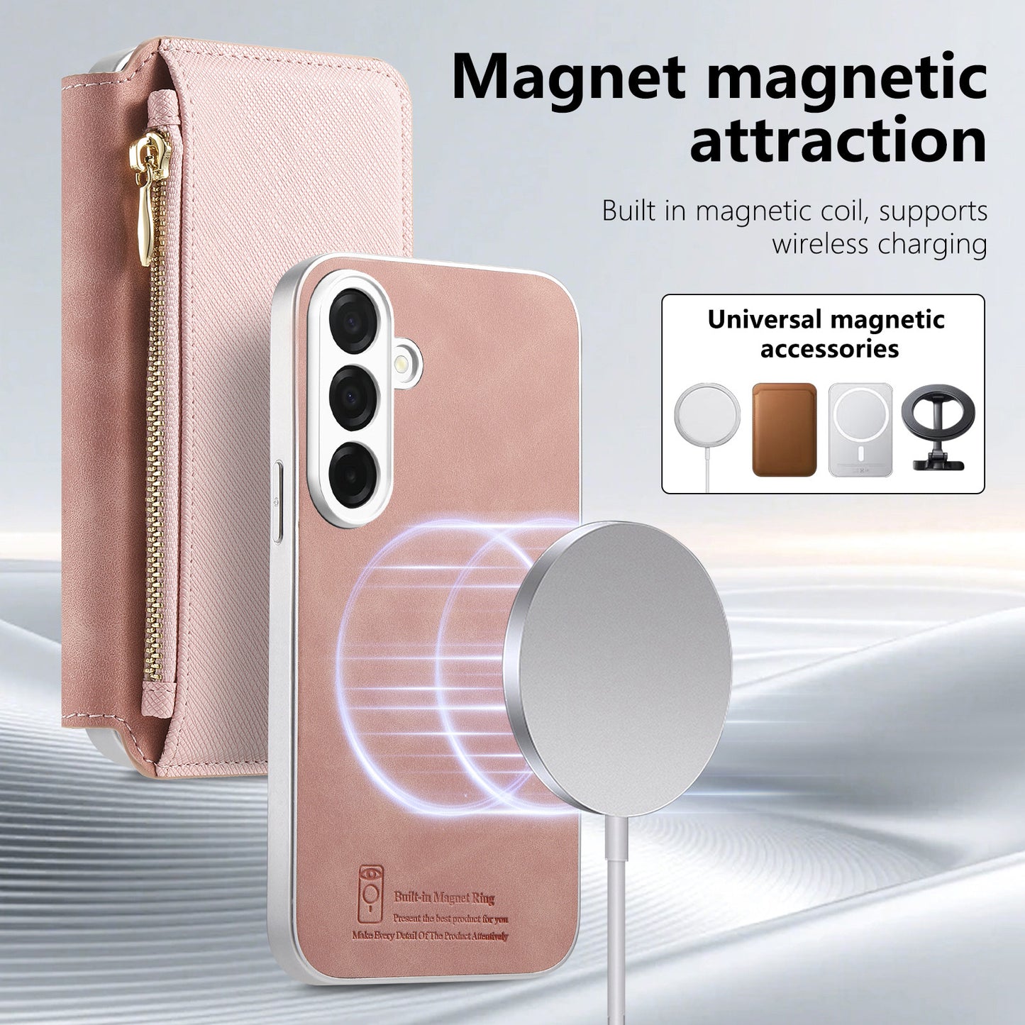 For Samsung Galaxy S26+ Leather Case  Cross Texture Detachable Magnetic Phone Cover Wallet Stand